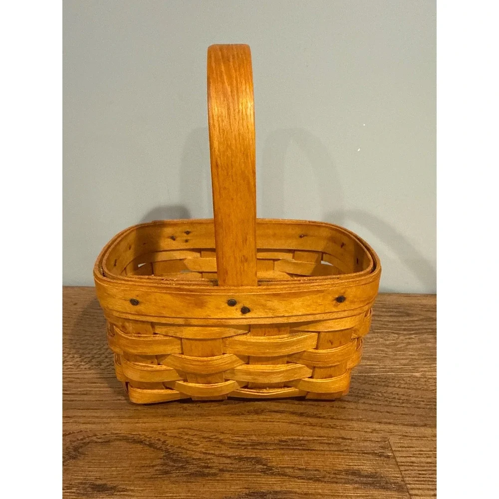Longaberger 2001 Handwoven Small Rectangular‎ Basket with Handle Dresden Ohio